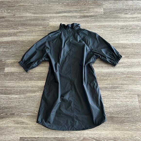 NWOT Sundays Spence Black Cotton Mini Dress Puff Sleeve V-Neck Shift Style Small - Picture 4 of 13